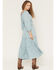 Image #4 - Wild Moss Women's Solid Jacquard Smocked Waist Midi Dress, Blue, hi-res