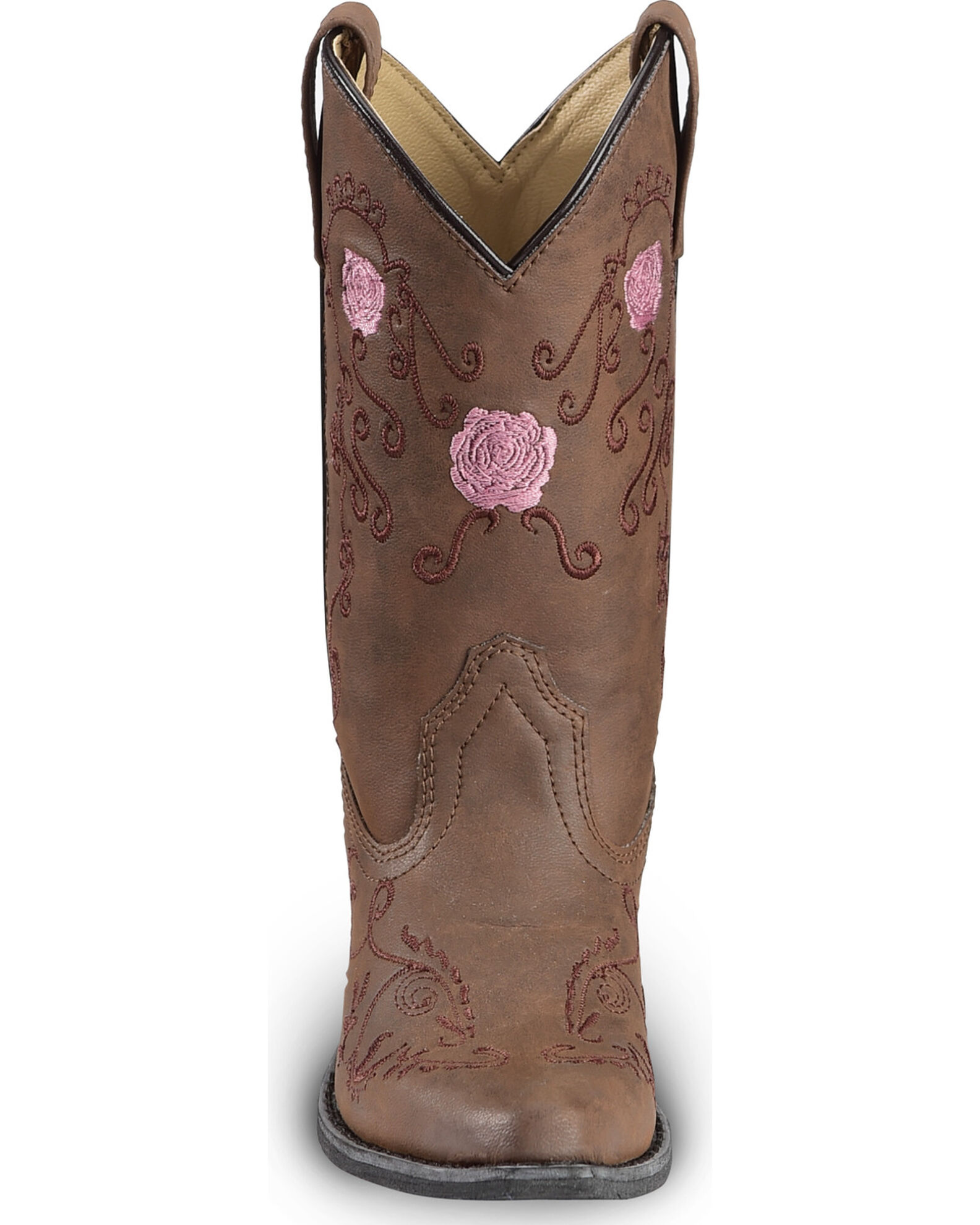 Image #4 - Shyanne Girls' Floral Embroidered Western Boots - Snip Toe, , hi-res