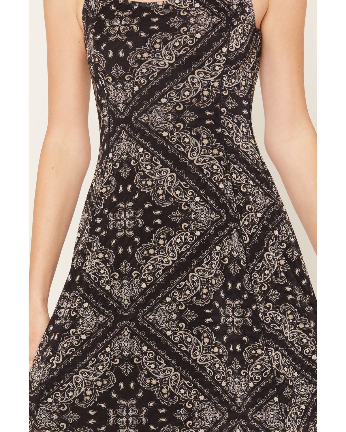 Image #3 - Idyllwind Women's Blackmoor Bandana Print Mesh Mini Dress, Black, hi-res