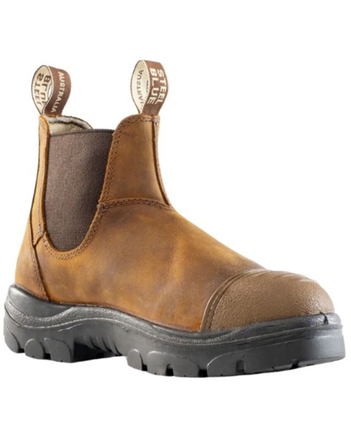 Steel Blue Men's Hobart Scuff Pull-On Work Boots - Steel Toe, Brown, hi-res