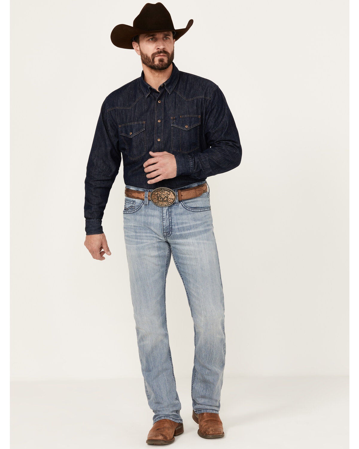 Cody James Men's Buckskin Wash Jackson Slim Straight Stretch Denim Jeans, Light Wash, hi-res