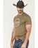 Chippewa Men's Wood Log Logo Vintage Graphic T-Shirt, Olive, hi-res