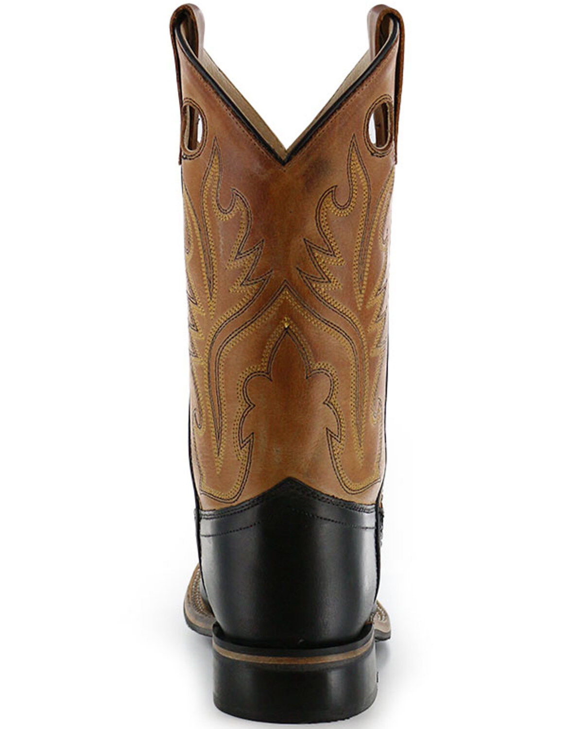 Old West Boys' Tan/Navy Leather Work Rubber Cowboy Boot Square Toe Tan 