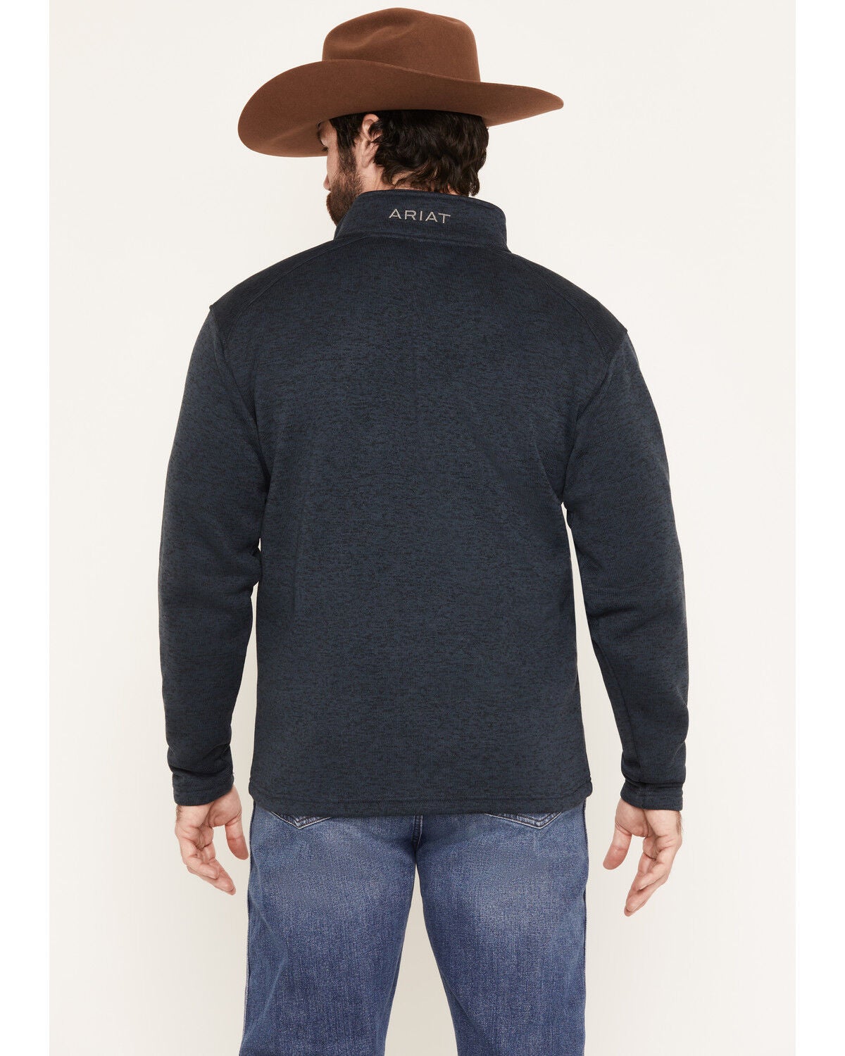 Image #4 - Ariat Men's Caldwell 1/4 Button-Down Pullover, Blue, hi-res