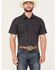 Image #1 - Gibson Trading Co Men's Floral Geo Print Short Sleeve Snap Shirt, Indigo, hi-res