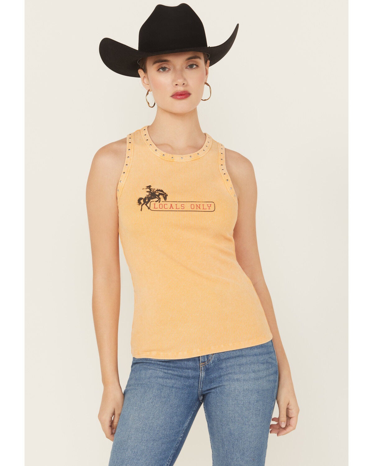 Idyllwind Women's Locals Only Graphic Ribbed Tank, Medium Yellow, hi-res
