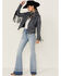 Mauritius Leather Women's Melbourne Denim Fringe Leather Jacket, Blue, hi-res