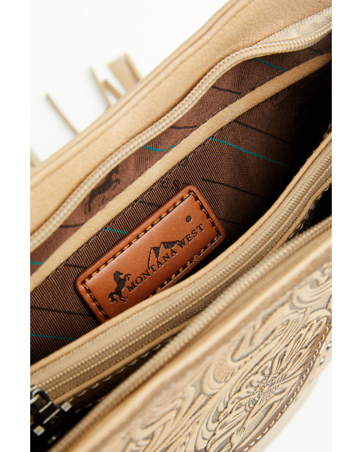 Image #4 - Montana West Women's Tooled Fringe Hobo Shoulder Bag, Tan, hi-res