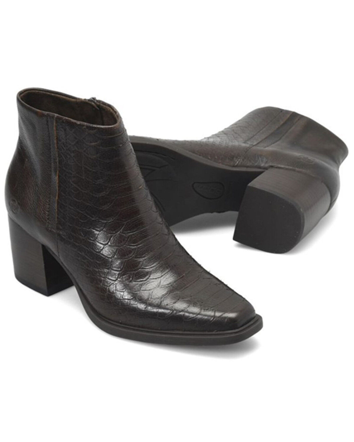 Image #2 - Born Women's Aiken Snakeskin Print Booties - Snip Toe, Brown, hi-res