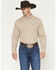 Image #1 - George Strait by Wrangler Men's Plaid Print Long Sleeve Button-Down Stretch Western Shirt, Brown, hi-res