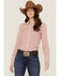 Image #1 - Stetson Women's Floral Print Long Sleeve Pearl Snap Western Shirt, Red, hi-res