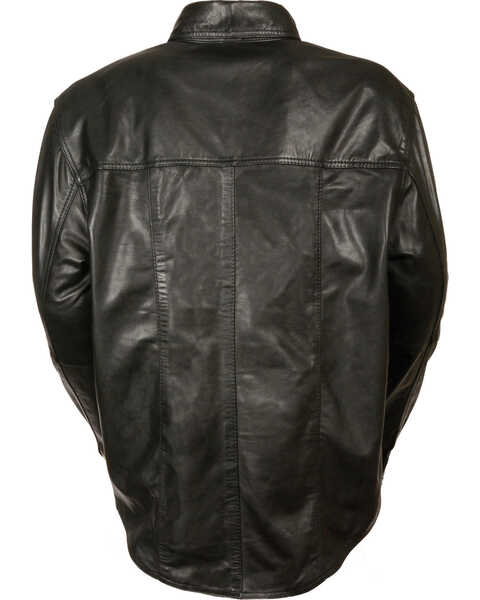 Milwaukee Leather Men's Black Lightweight Leather Shirt , Black, hi-res