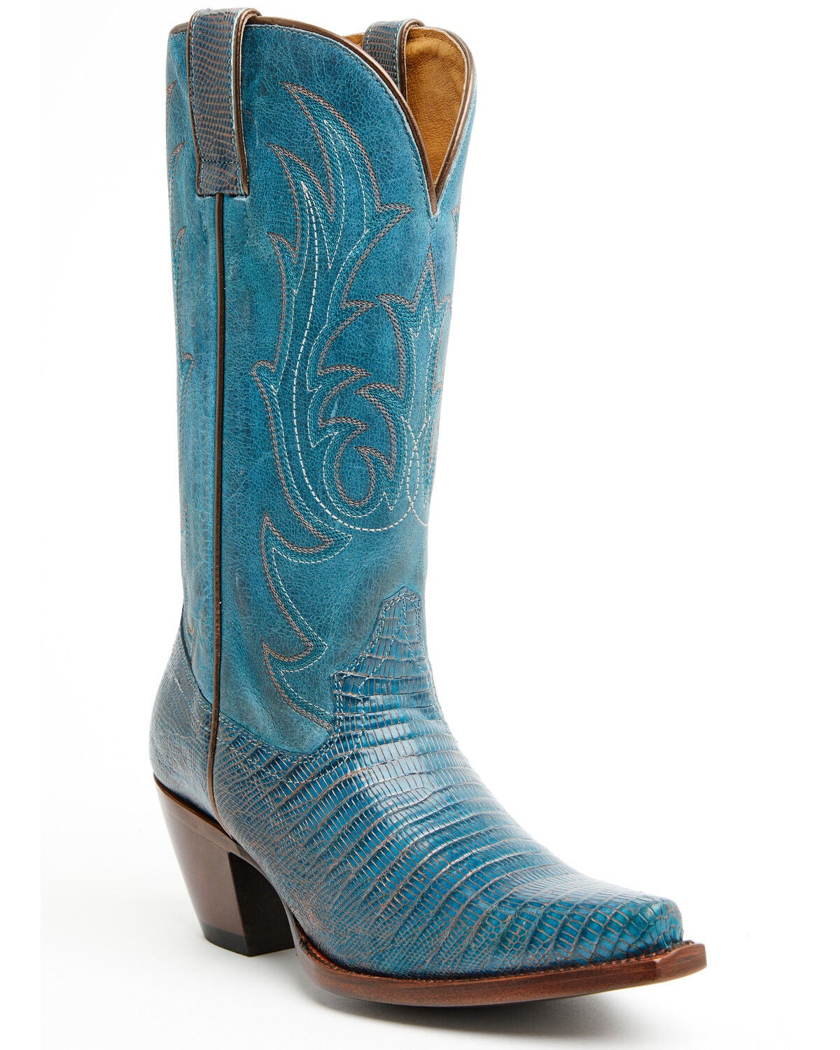 Image #1 - Shyanne Women's Ryanne Exotic Lizard Western Boots - Snip Toe, Blue, hi-res