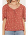 Image #3 - Wild Moss Women's Western Print Short Sleeve Shirt, Rust Copper, hi-res