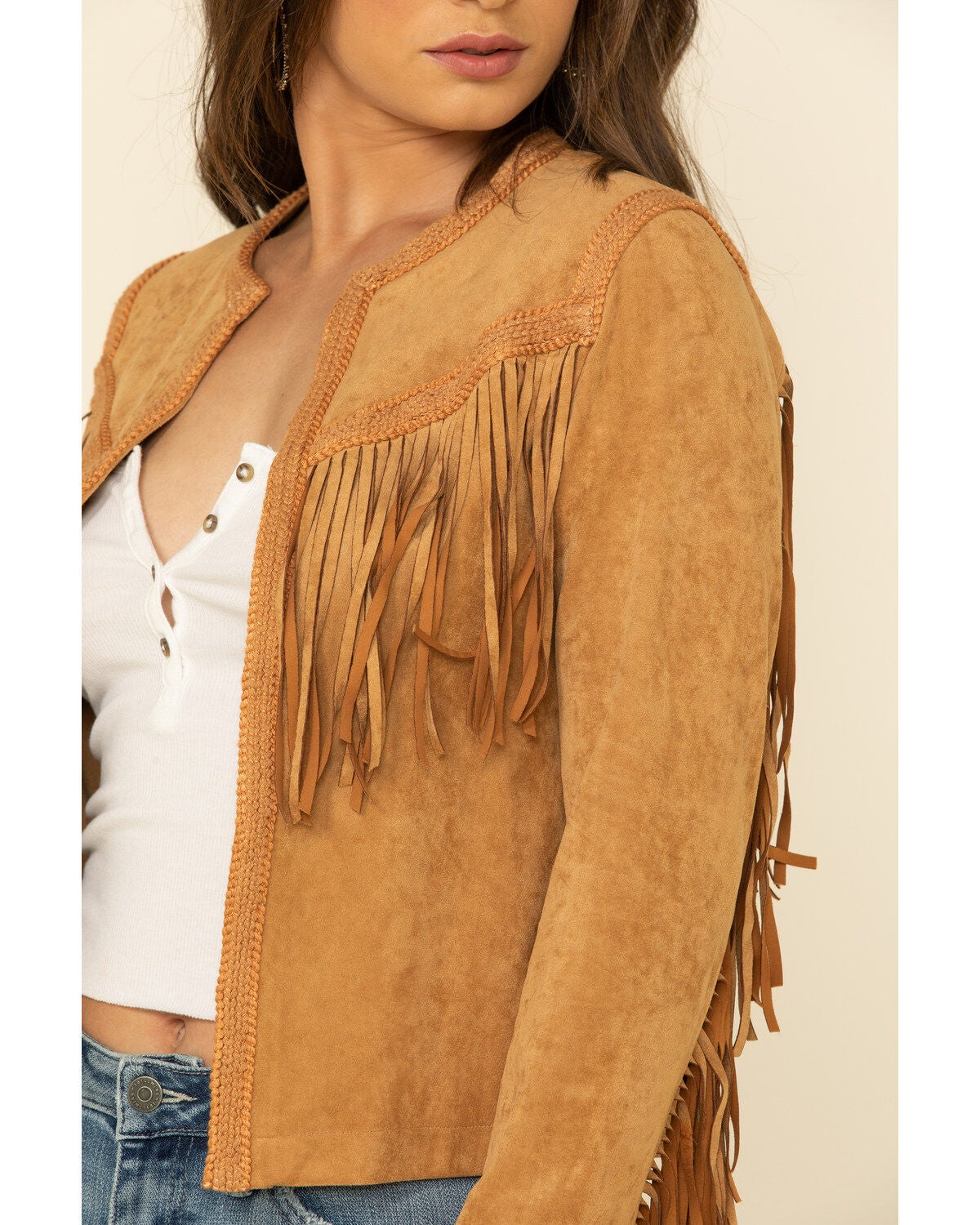 fringe faux suede jacket