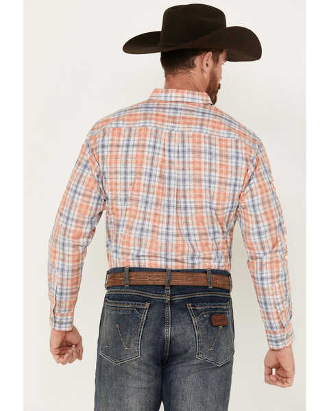 Image #4 - Ariat Men's Team Damion Southwestern Plaid Print Long Sleeve Button-Down Western Shirt , Peach, hi-res