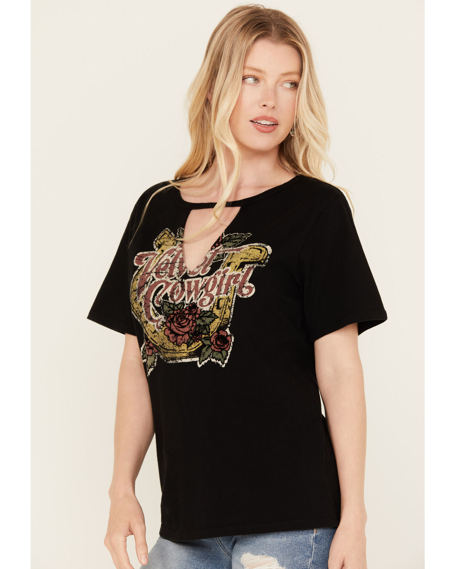 Idyllwind Women s Velvet Cowgirl Cut Out Graphic Tee Boot Barn
