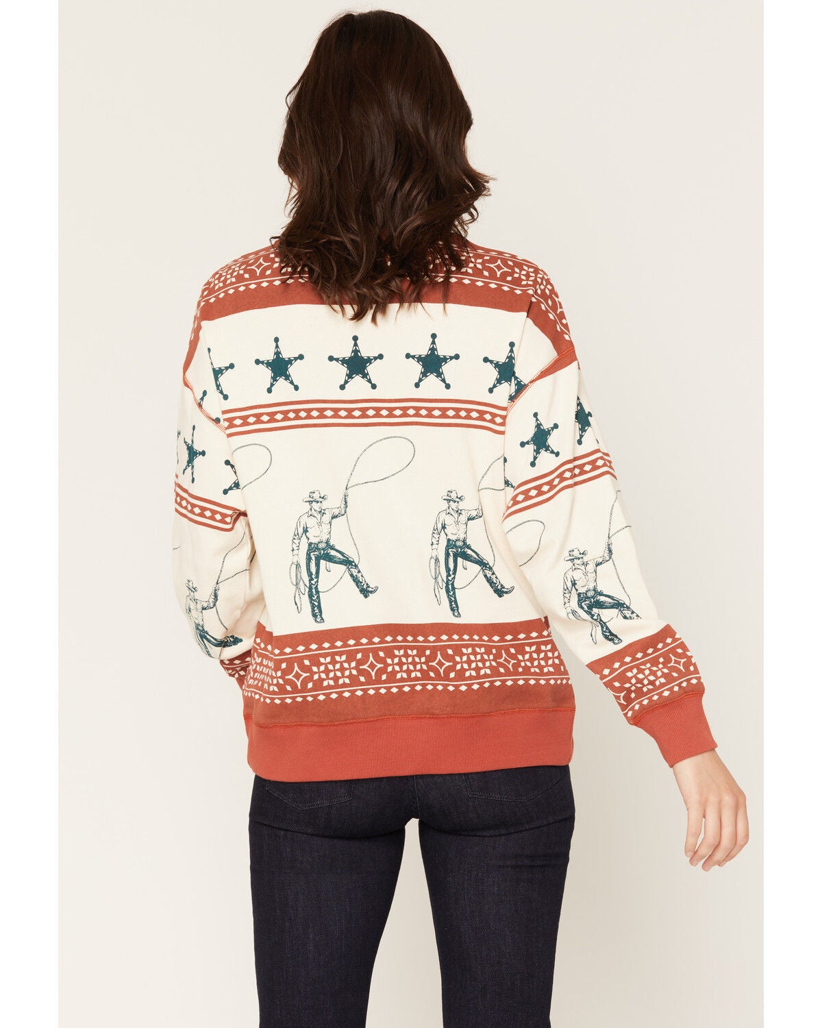 Image #4 - Panhandle Slim Women's Cowboy Crew Neck Long Sleeve, Rust Copper, hi-res