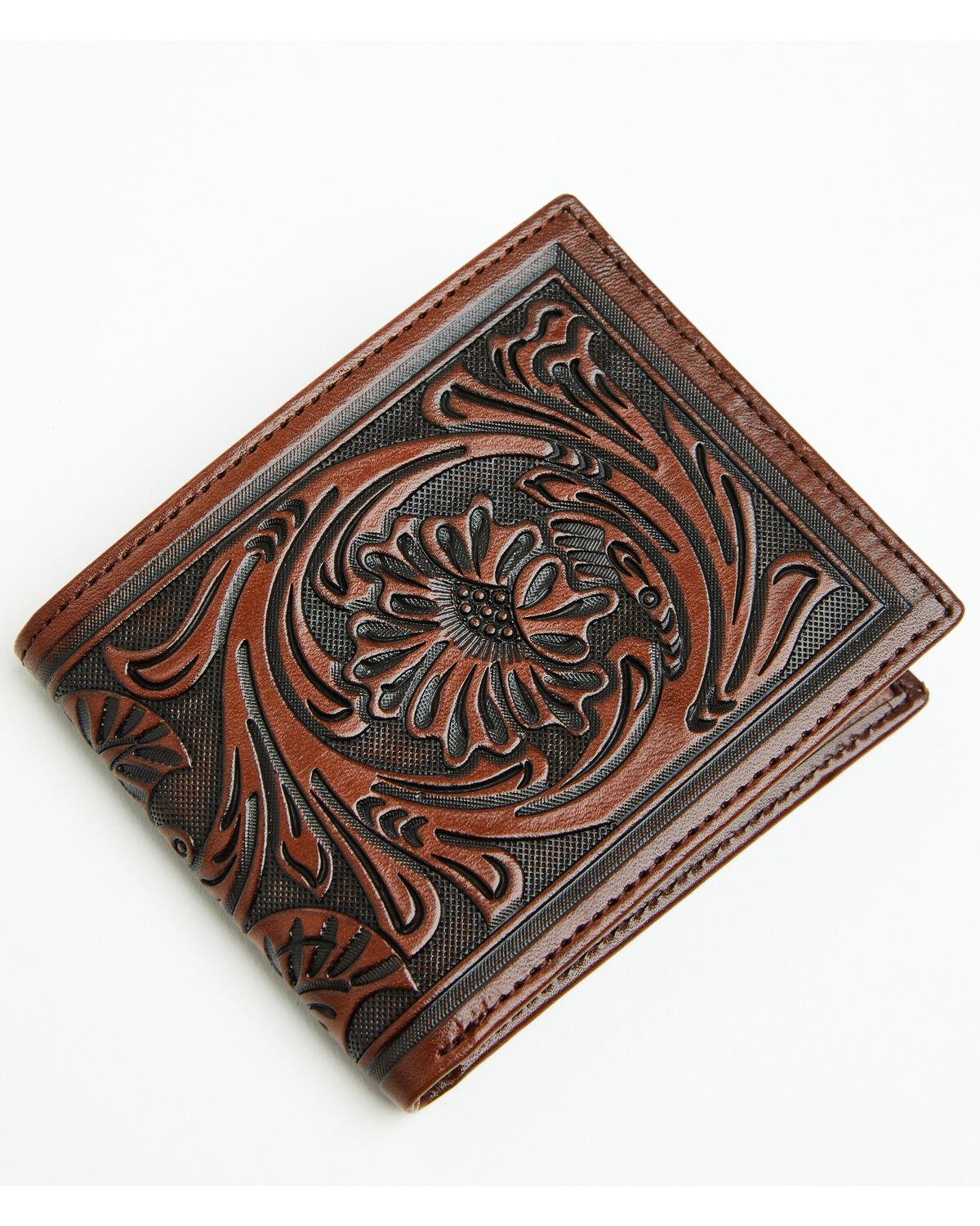 Image #1 - Stetson Men's Tooled Bifold Wallet, Brown, hi-res