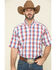 Image #1 - Tuf Cooper Men's Red Competition Stretch Plaid Short Sleeve Western Shirt, , hi-res