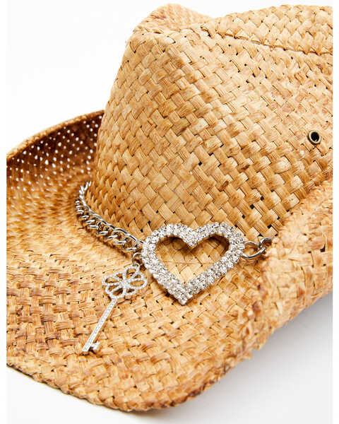 Shyanne Women's Key To My Heart Straw Western Hat, Natural, hi-res
