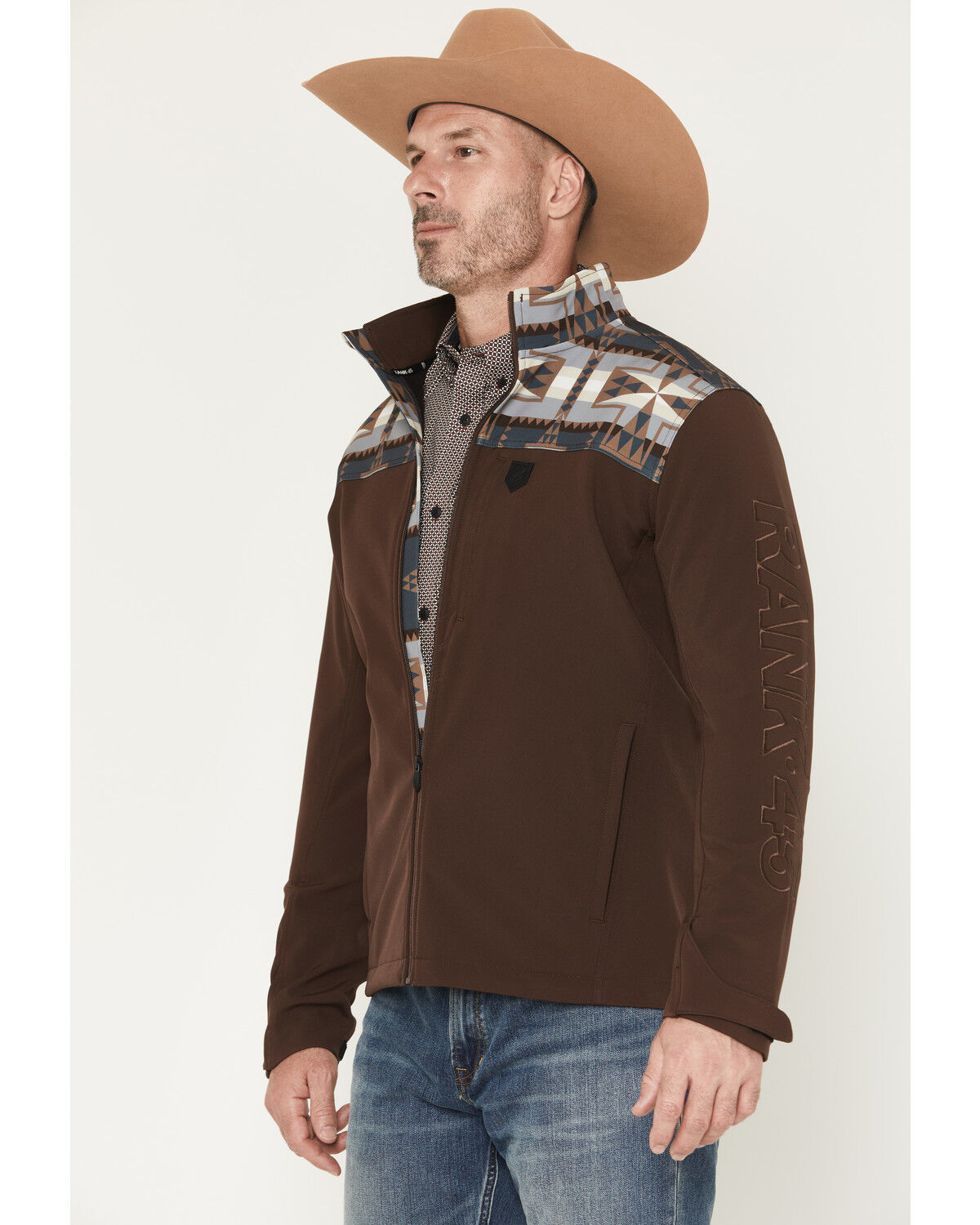 RANK 45® Men's Cheneka 2.0 Colorblock Southwestern Print Softshell Jacket