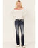 Miss Me Women's Medium Wash Mid Rise Embroidered Floral Steer Head & Sequin Bootcut Jeans , Dark Blue, hi-res