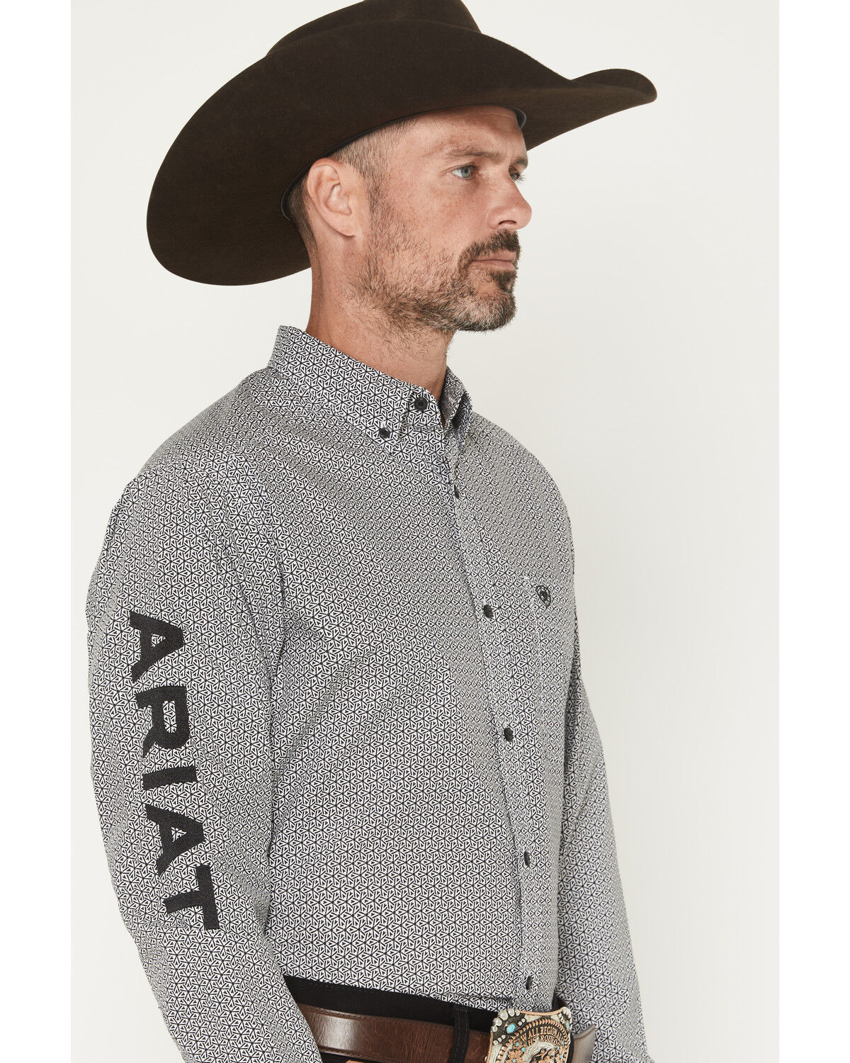 Image #3 - Ariat Men's Team Pablo Geo Print Long Sleeve Button-Down Western Shirt, Black, hi-res