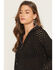 Image #2 - Elan Women's Crochet Half Zip Long Sleeve Sweater, Black, hi-res