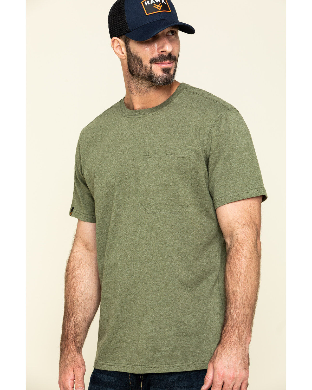 Image #3 - Hawx Men's Olive Solid Pocket Short Sleeve Work T-Shirt, , hi-res