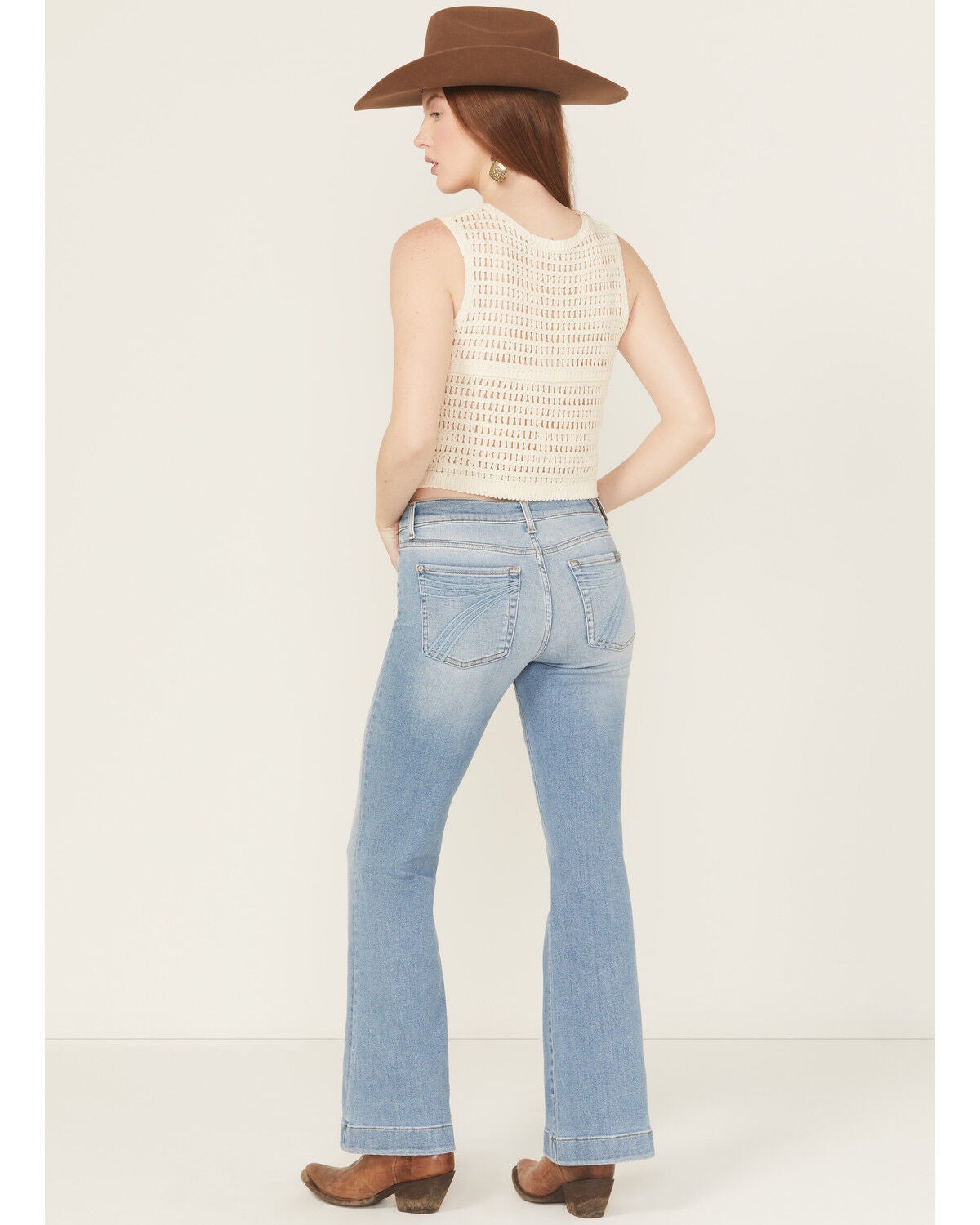 7 For All Mankind Women's Boot Barn Exclusive Light Wash Mid Rise Dojo Trouser Stretch Denim Jeans, Light Wash, hi-res