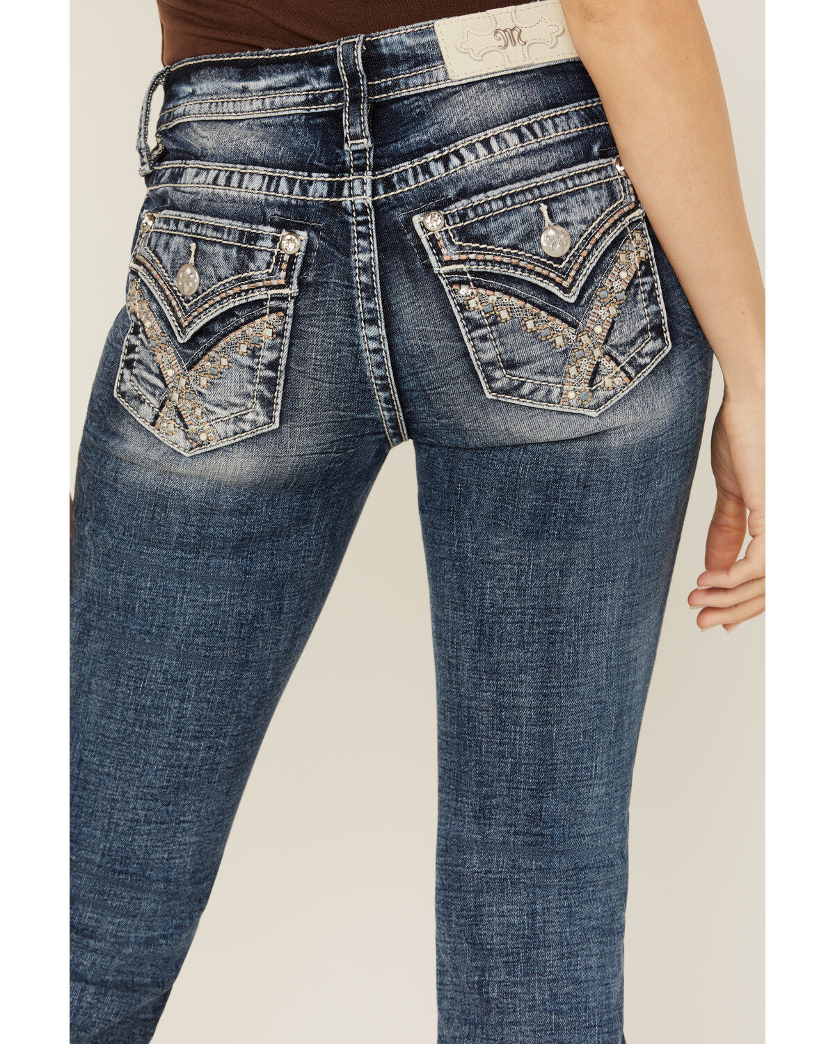 Product Name:  Miss Me Women's Dark Wash Mid Rise Bootcut Stretch Denim Jeans