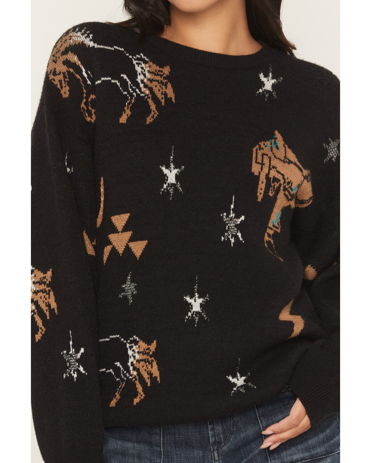 vaquera 23ss ニット セーター Rock & Roll Denim Women's Conversational Print Sweater | Boot Barn