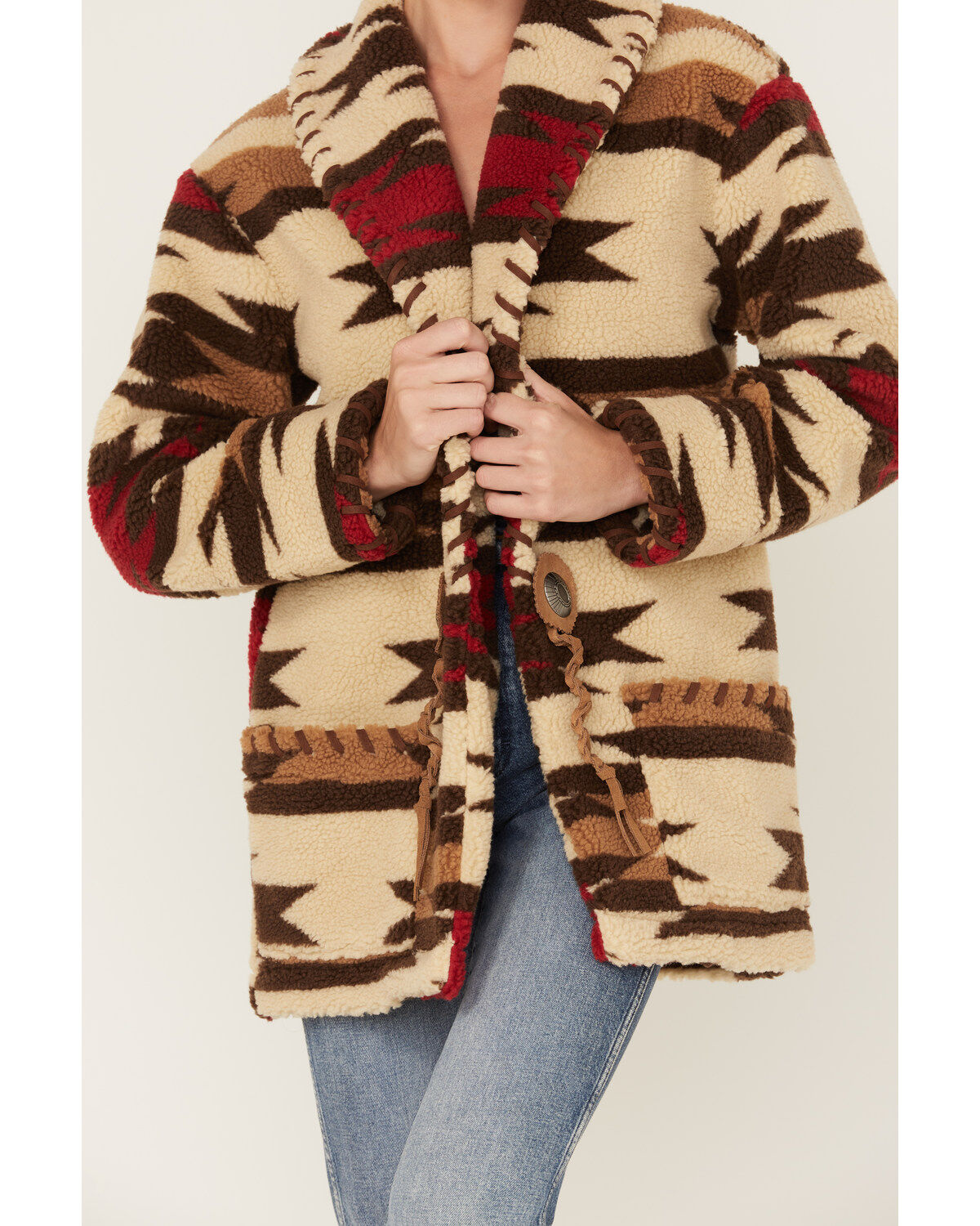 Image #3 - Tasha Polizzi Women's Stable Southwestern Print Sherpa Jacket, Ivory, hi-res