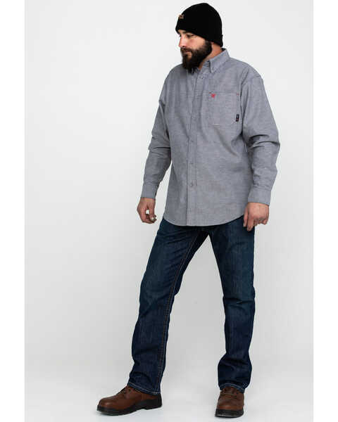 Image #6 - Ariat Men's FR Solid Durastretch Long Sleeve Work Shirt , Navy, hi-res