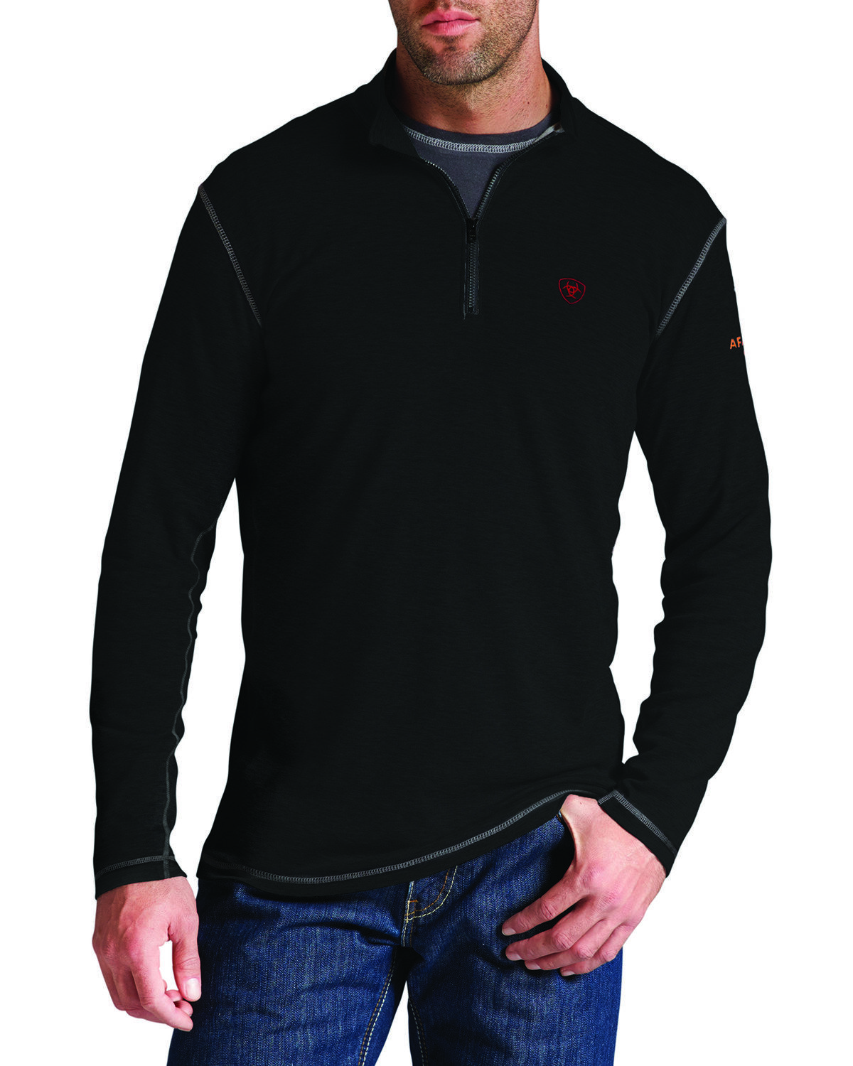 Image #1 - Ariat Men's FR Polartec 1/4-Zip Baselayer Pullover, , hi-res
