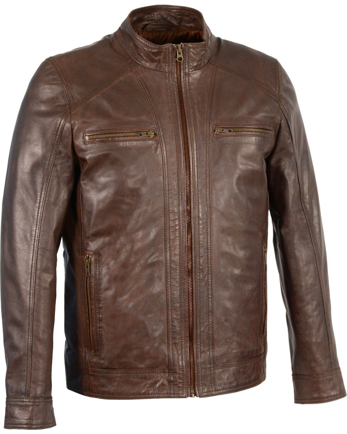 Milwaukee Leather Men's Sheepskin Moto Leather Jacket - 5X, Brown, hi-res