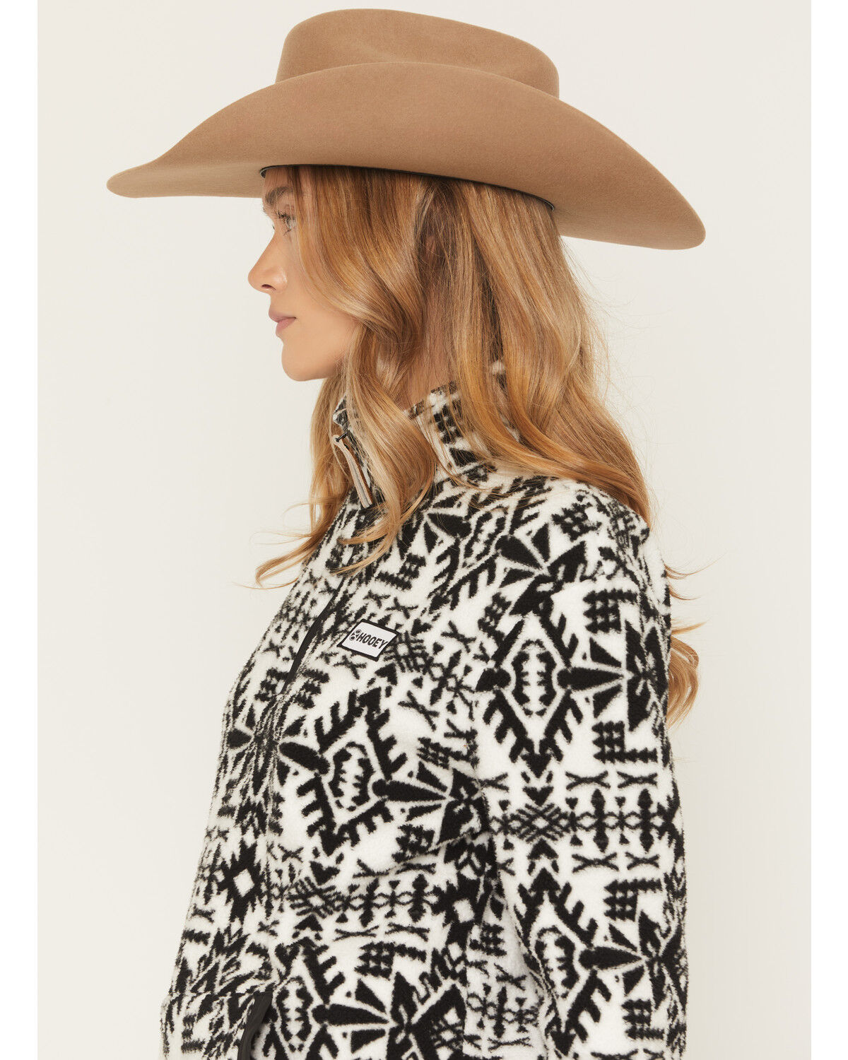 Image #2 - Hooey Women's Southwestern Print 1/4 Zip Fleece Jacket, White, hi-res