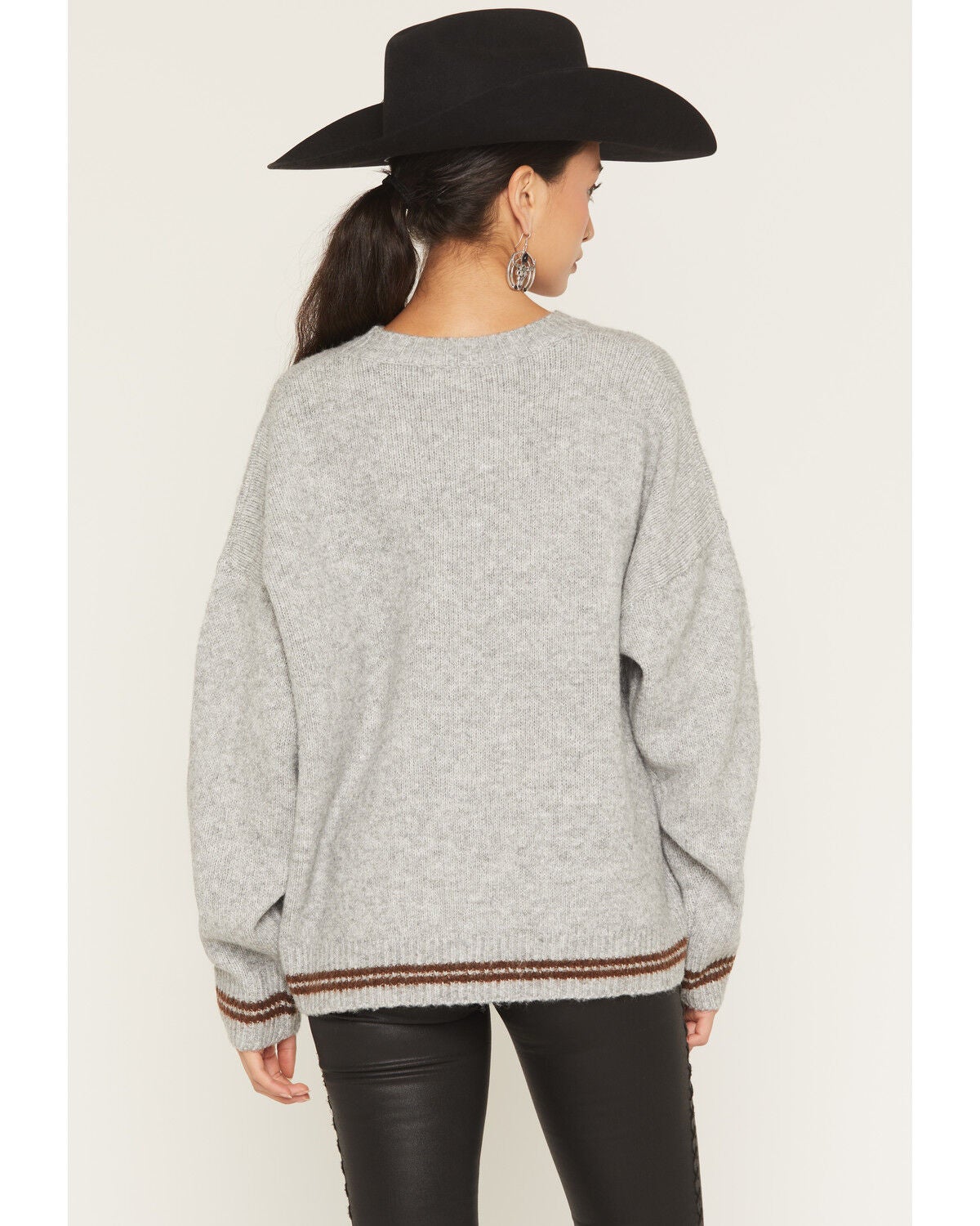 Image #4 - Bailey Rose Women's See You Cowboy Sweater, Grey, hi-res