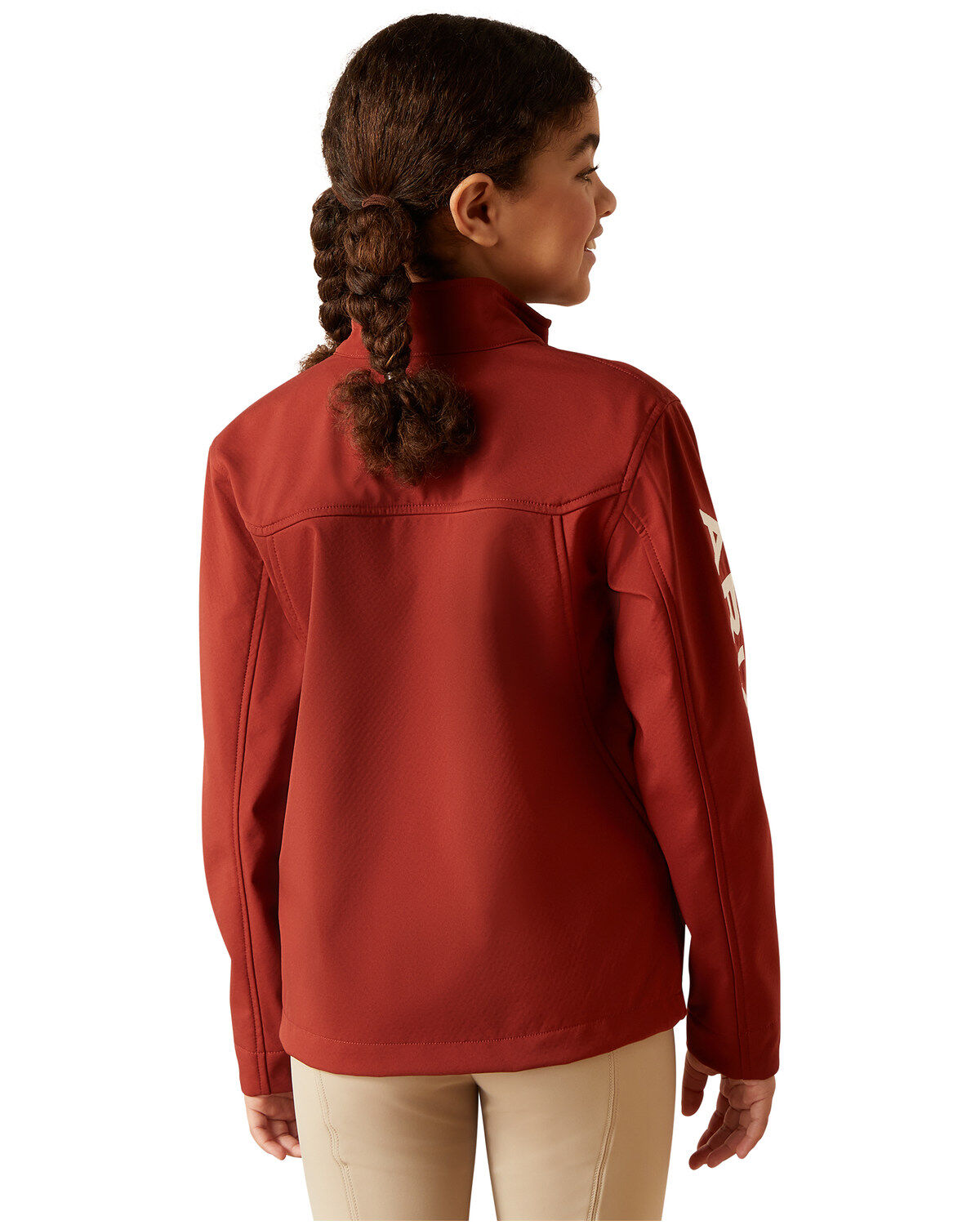 Image #4 - Ariat Girls' New Team Softshell Jacket, Rust Copper, hi-res