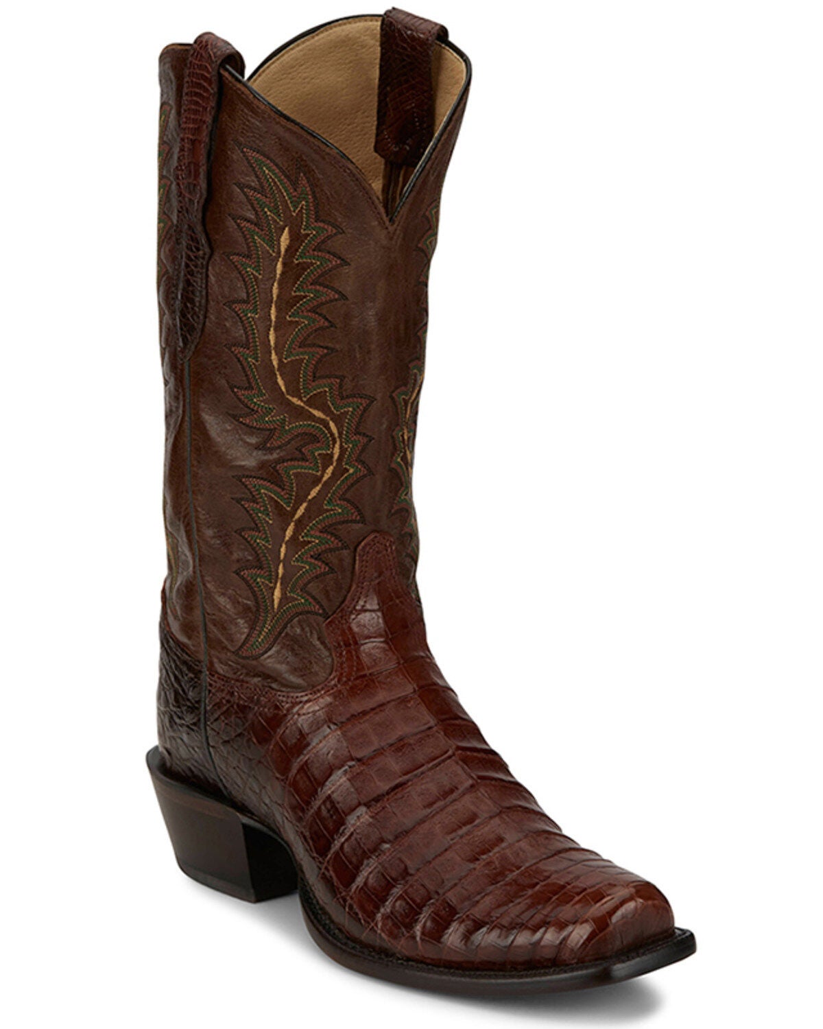 Tony Lama Men's Chasi Exotic Caiman Western Boots - Broad Square Toe, Cognac, hi-res