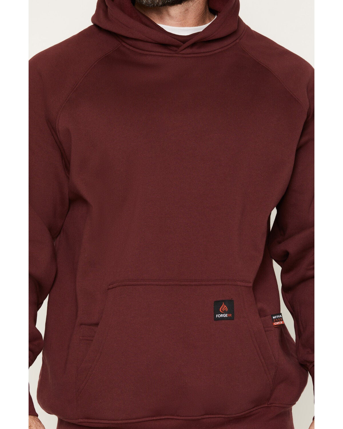 Image #3 - Forge Workwear Men's FR Hooded Sweatshirt, Burgundy, hi-res