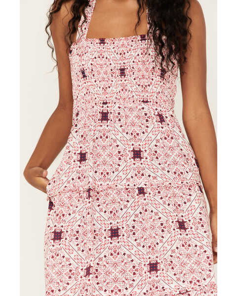Image #3 - Ariat Women's Memphis Halter Smocked Maxi Dress, Red, hi-res
