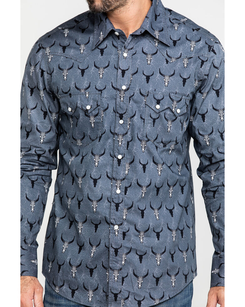 Dale Brisby Men S Bull Skull Geo Print Long Sleeve Western Shirt