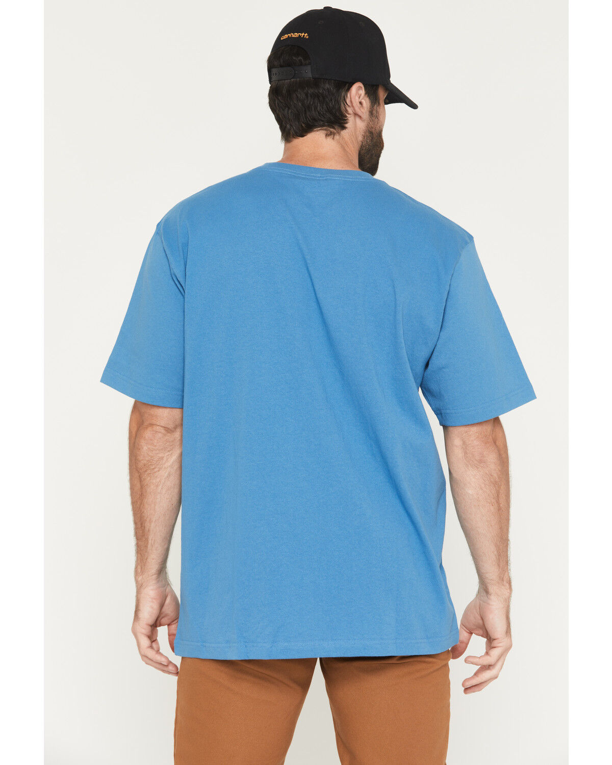 Image #4 - Carhartt Men's Loose Fit Heavyweight Logo Pocket Work T-Shirt, Blue, hi-res