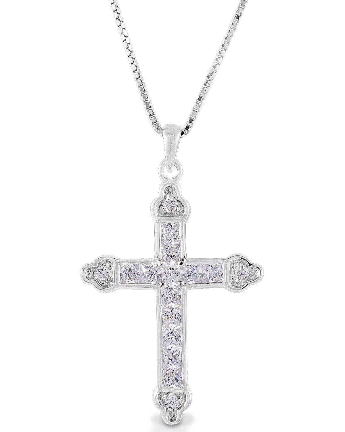 Kelly Herd Women's Clear Cross Necklace, Silver, hi-res