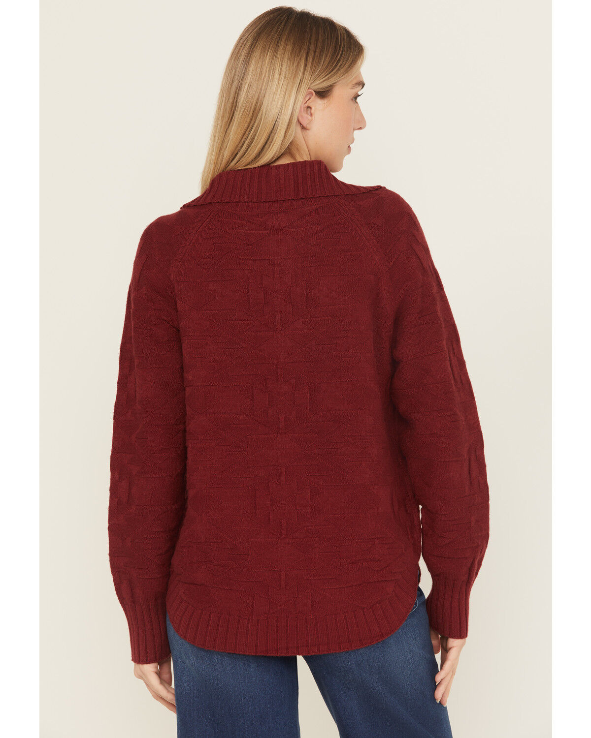 Image #4 - Ariat Women's 1/4 Button-Down Sweater, Burgundy, hi-res