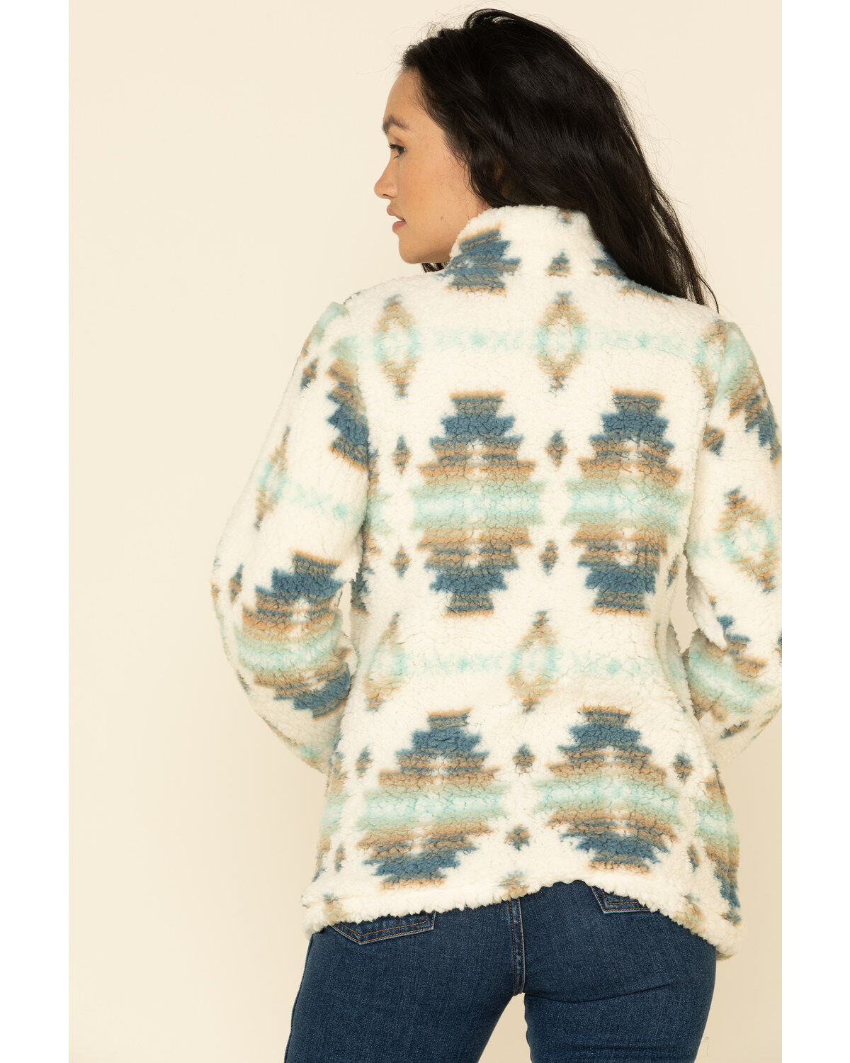 printed sherpa pullover