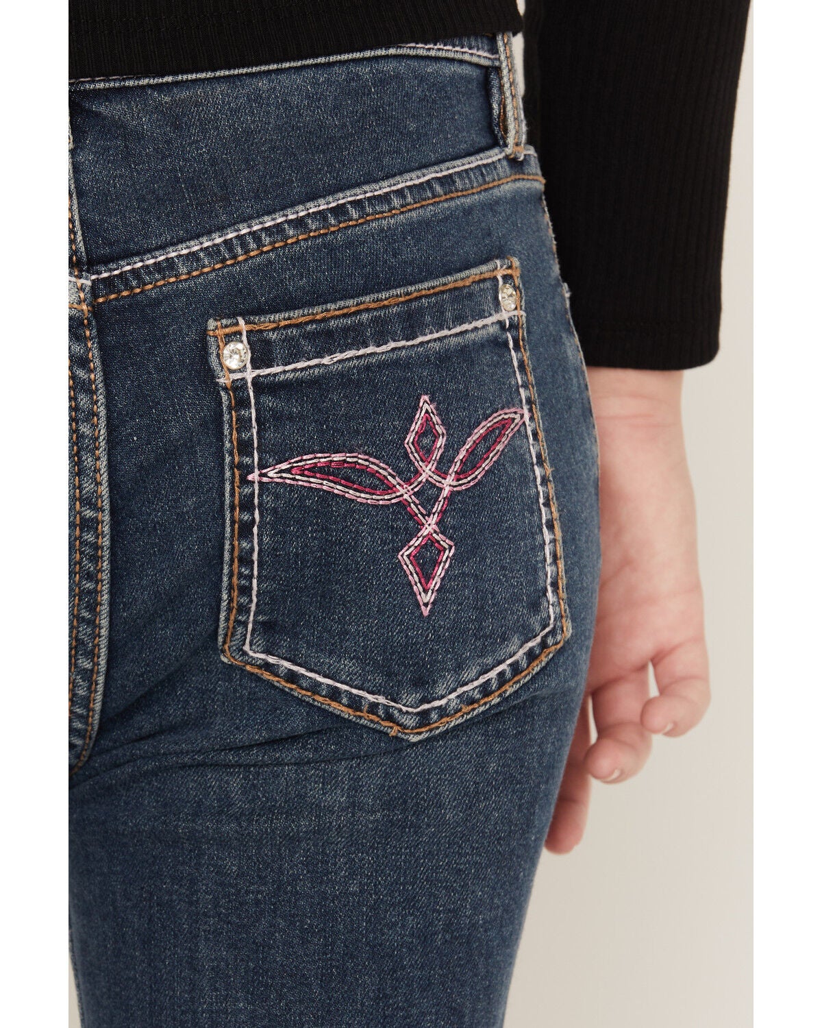 Image #4 - Shyanne Girls' Dark Wash Shayla Bootcut Stretch Denim Jeans, Dark Wash, hi-res
