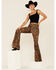 Ranch Dress'n Women's High Rise Floral Flare Jeans , Tan, hi-res